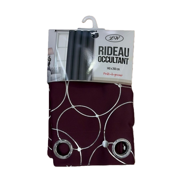 Deep purple silver ring blackout finished curtain semi-transparent linen bath curtain set RIDEAU OCCULTANT Item Picture
