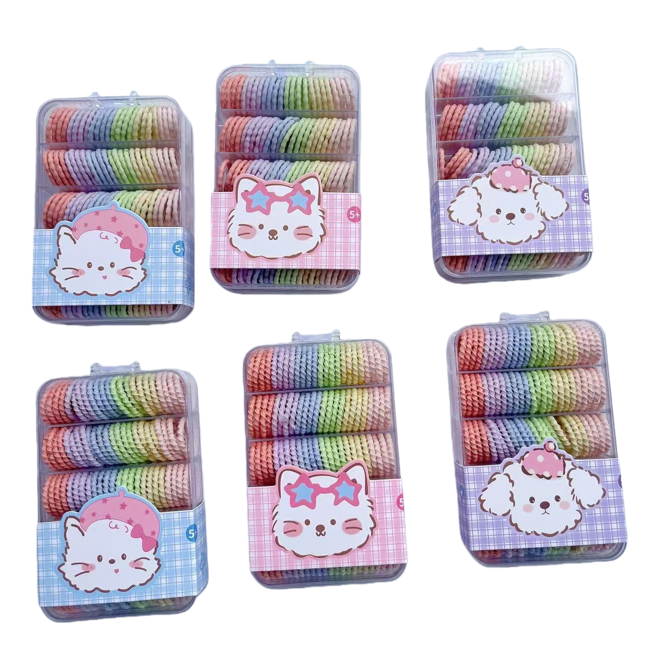 Rainbow-colored large intestine hair ring accessory hair ring Item Picture