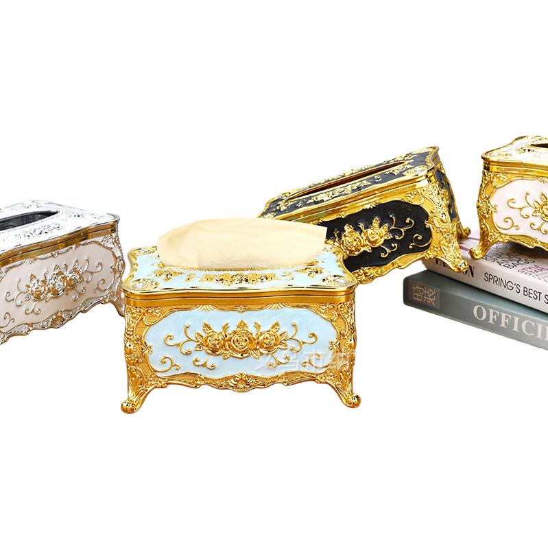 Golden carved, non-perforated decorative stand, acrylic tissue box, wedding small ornaments, bouquet accessories Item Picture