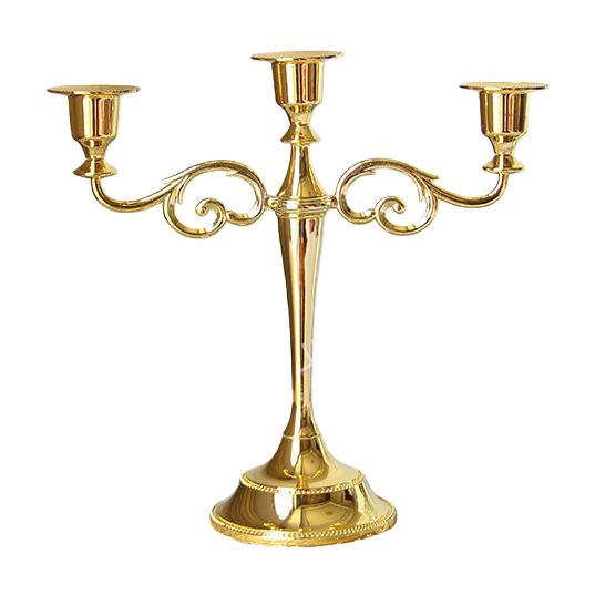 Three golden candlesticks, candle utensils, plastic candle cups, bamboo tubes, crystal ornaments and props Item Picture