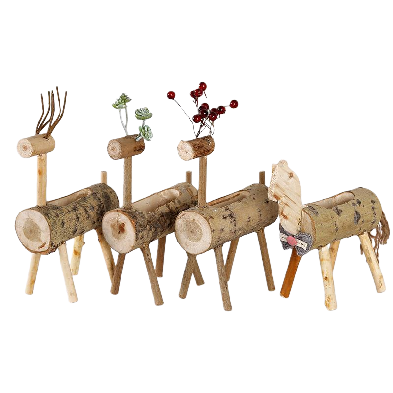 Wooden deer horse decorative items, creative home furnishings for the Nordic-style living room and bedroom tabletop Item Picture