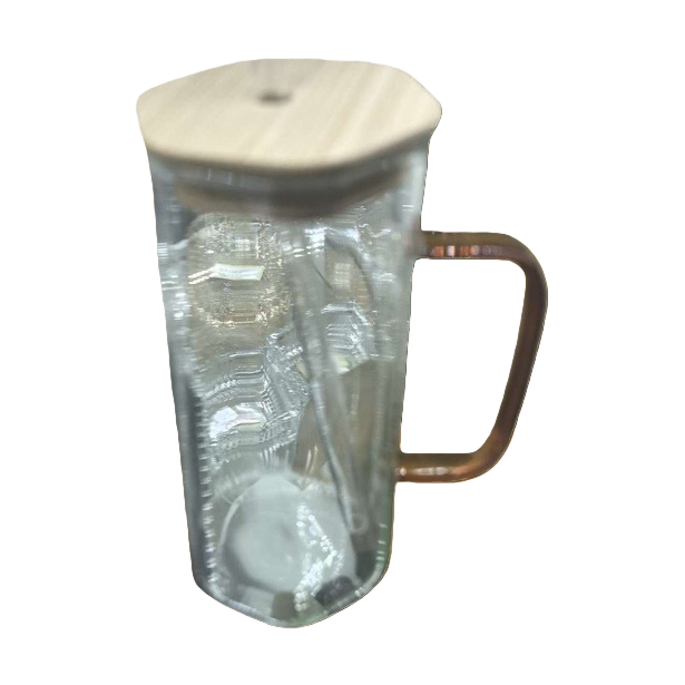 زجاجة زجاجة زجاجية شفافة ذات جاذبية مزودة بغطاء خشبي Item Picture