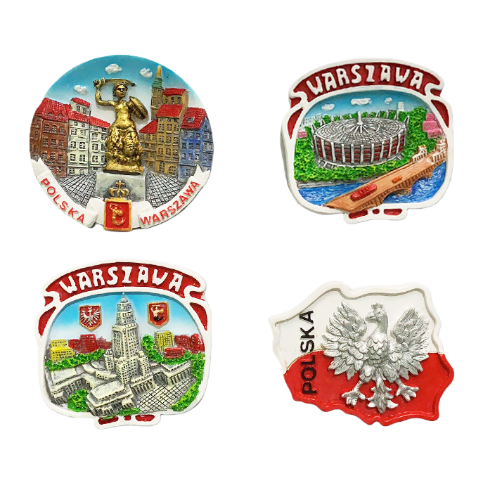 Customized refrigerator stickers for landmark buildings in Warsaw, the capital of Poland, as well as creative three-dimensional hand-painted handicrafts for tourist souvenirs