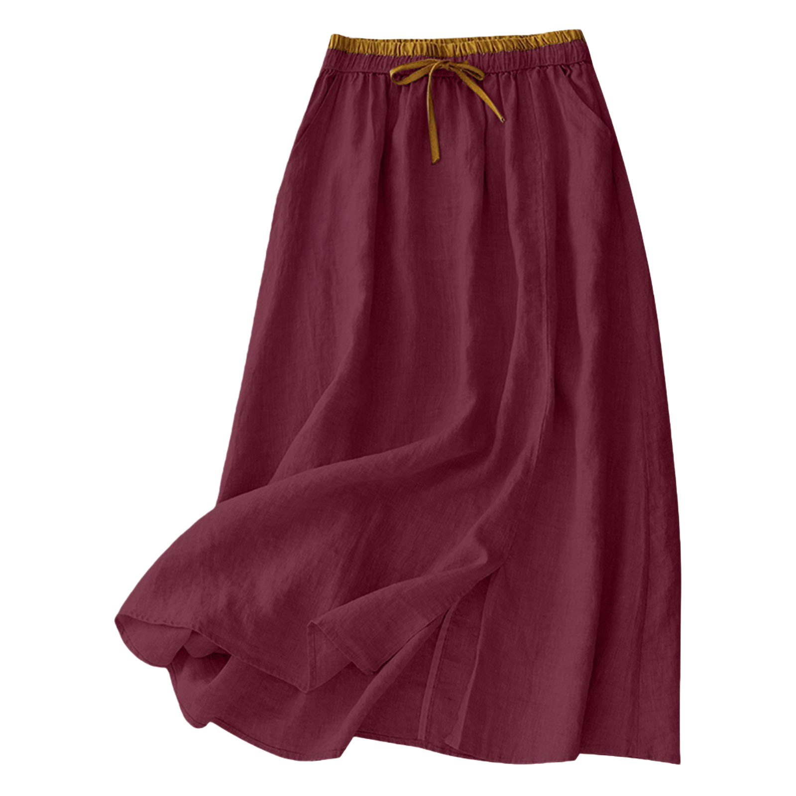 The new cotton and linen mid-length women's skirt is loose and retro. It is a mid-length high-waisted linen long skirt with an artistic and casual style Item Picture