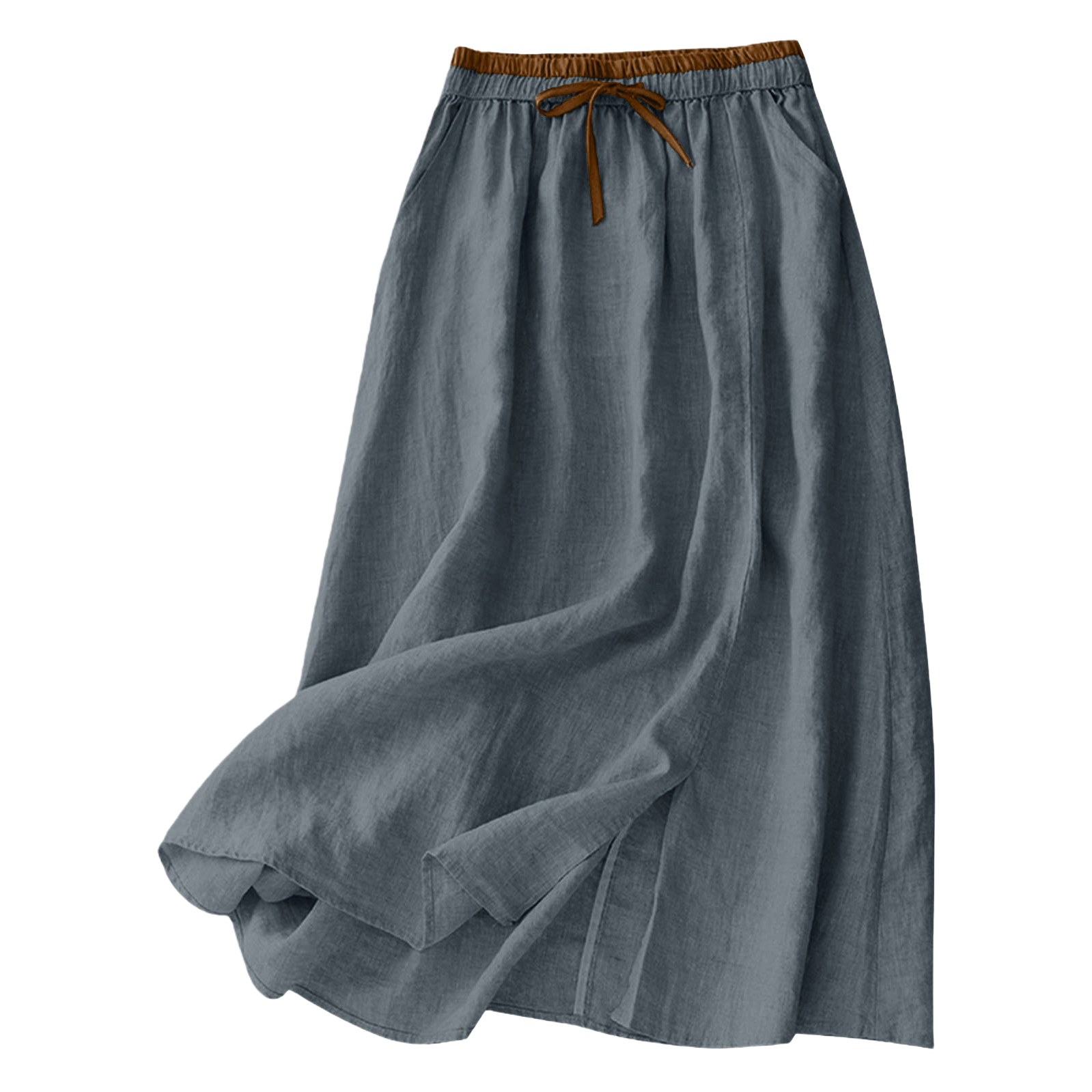 New cotton and linen mid-length women's skirt, loose and retro summer, high-waisted linen long skirt, artistic and casual. 100953596 Item Picture