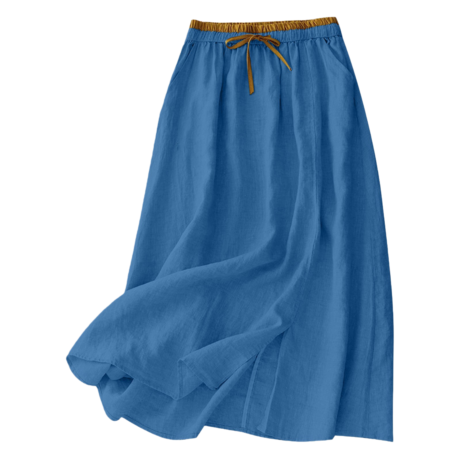New cotton and linen mid-length women's skirt, loose and retro summer, high-waisted linen long skirt, artistic and casual. 101035665 Item Picture