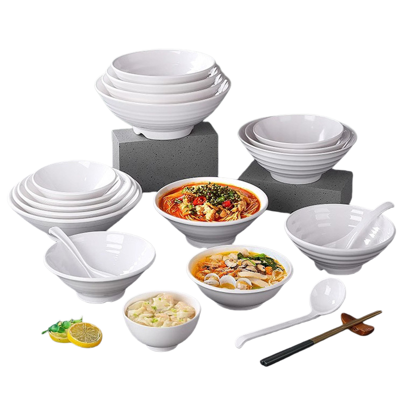 White ramen bowl, hotel supplies tableware, ceramic large-capacity bowl Item Picture