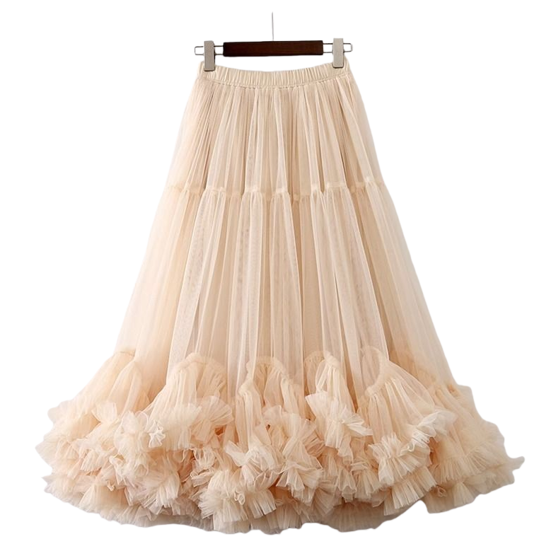 Otoño heavy industrial agarre borde patchwork gran falda puffy con cintura alta una línea hada temperamento pastel falda de malla de medio cuerpo 101512050 Item Picture
