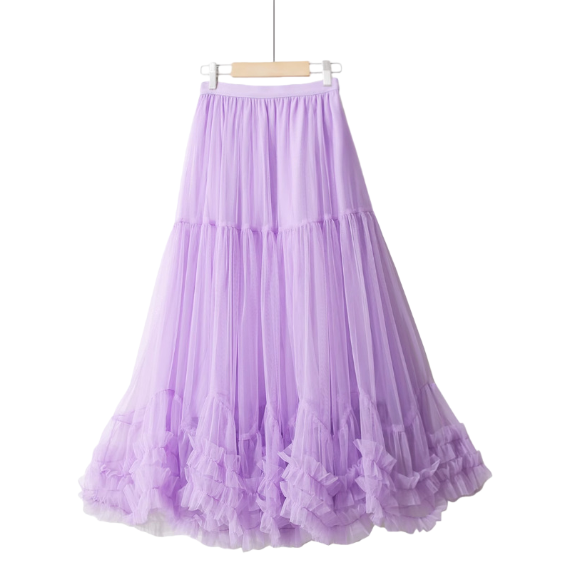 Otoño heavy industrial agarre borde patchwork gran falda puffy con cintura alta una línea hada temperamento pastel falda de malla de medio cuerpo 101728863 Item Picture