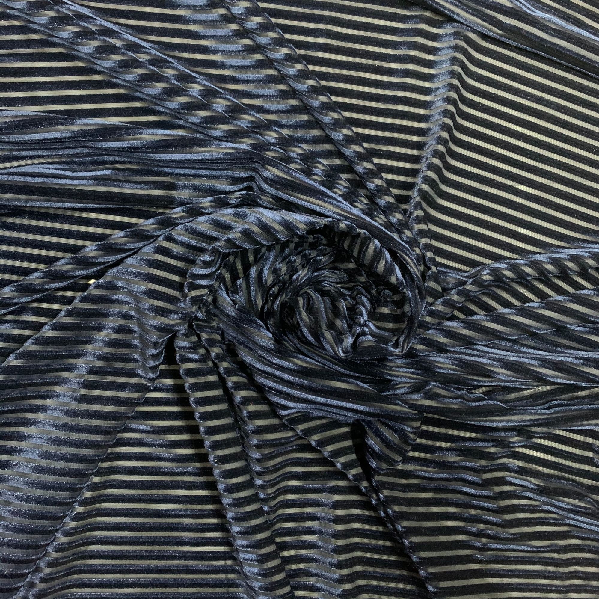 Deep blue and off-white striped velvet fabric, flannel fleece, AB corduroy, super soft cow fabric Item Picture
