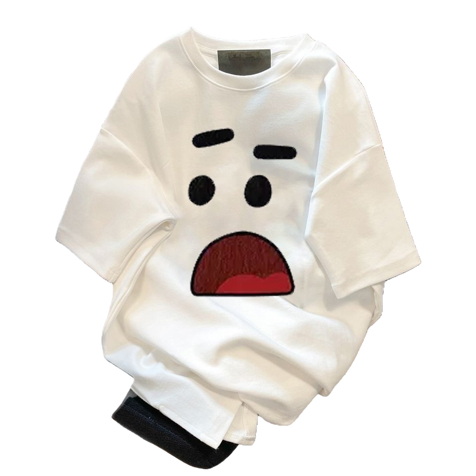2026 Best-selling cartoon short T-shirts for men and women with a sense of national trend design and printed couple summer loose top T-shirts for women 105303703 Item Picture