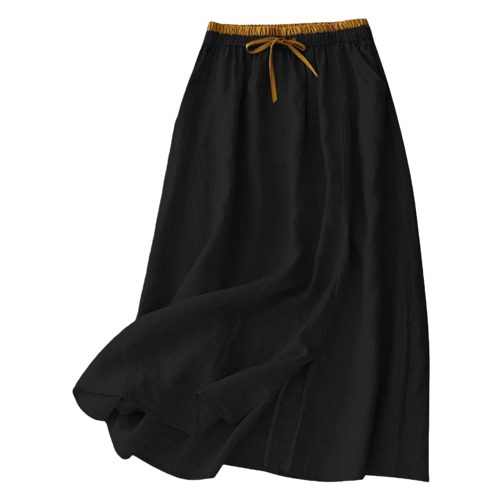 The new cotton and linen mid-length women's skirt is loose and retro. It is a mid-length high-waisted linen long skirt with an artistic and casual style Item Picture