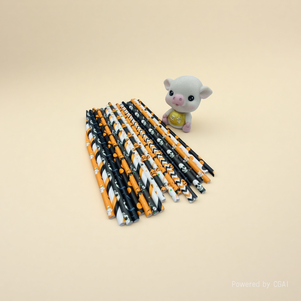 Wholesale of Halloween-themed paper straws for the Day of the Dead decoration party supplies details Picture