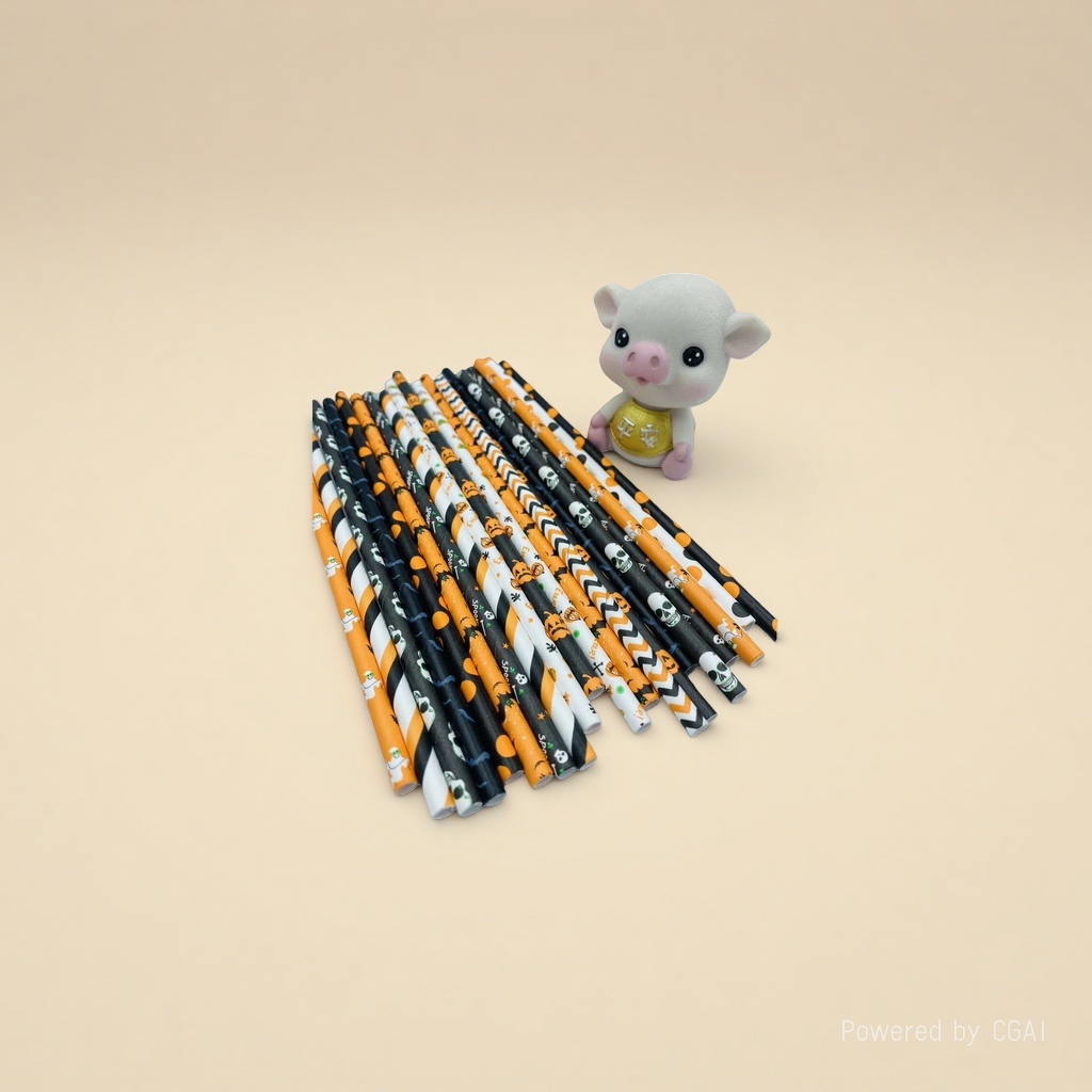 Wholesale of Halloween-themed paper straws for the Day of the Dead decoration party supplies Specification image