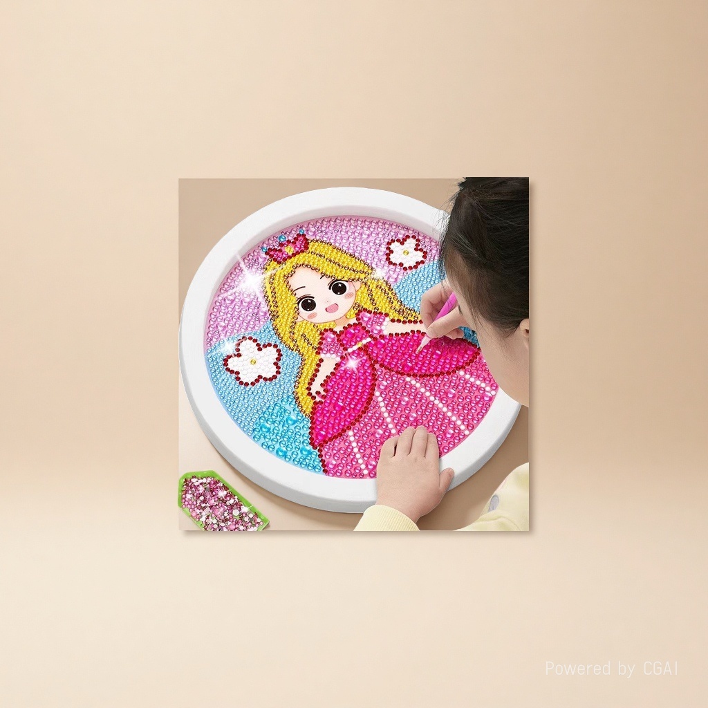 彩色钻石画小女孩皮画点钻盘儿童卡通DIY玩具批发