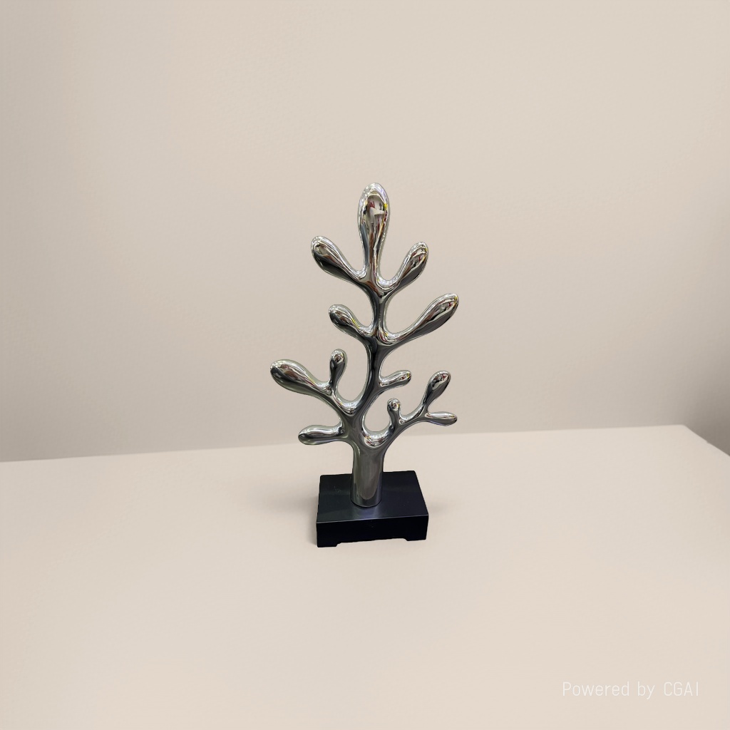 银色抽象树枝树脂摆件家居工艺品装饰细节图