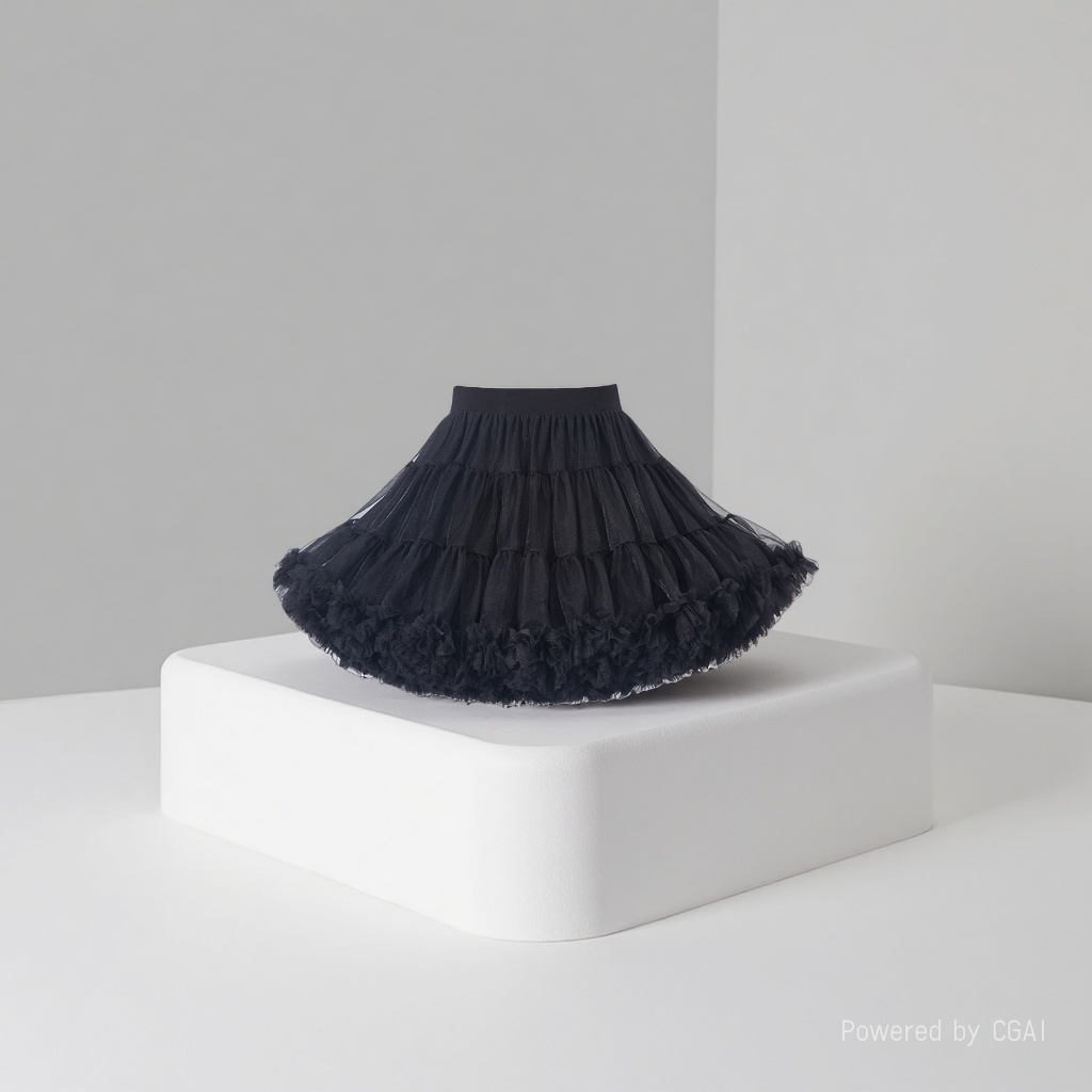 Black multi-layered puffy skirt, women's short skirt, denim satin curtain, women's spring and summer Application Scenario