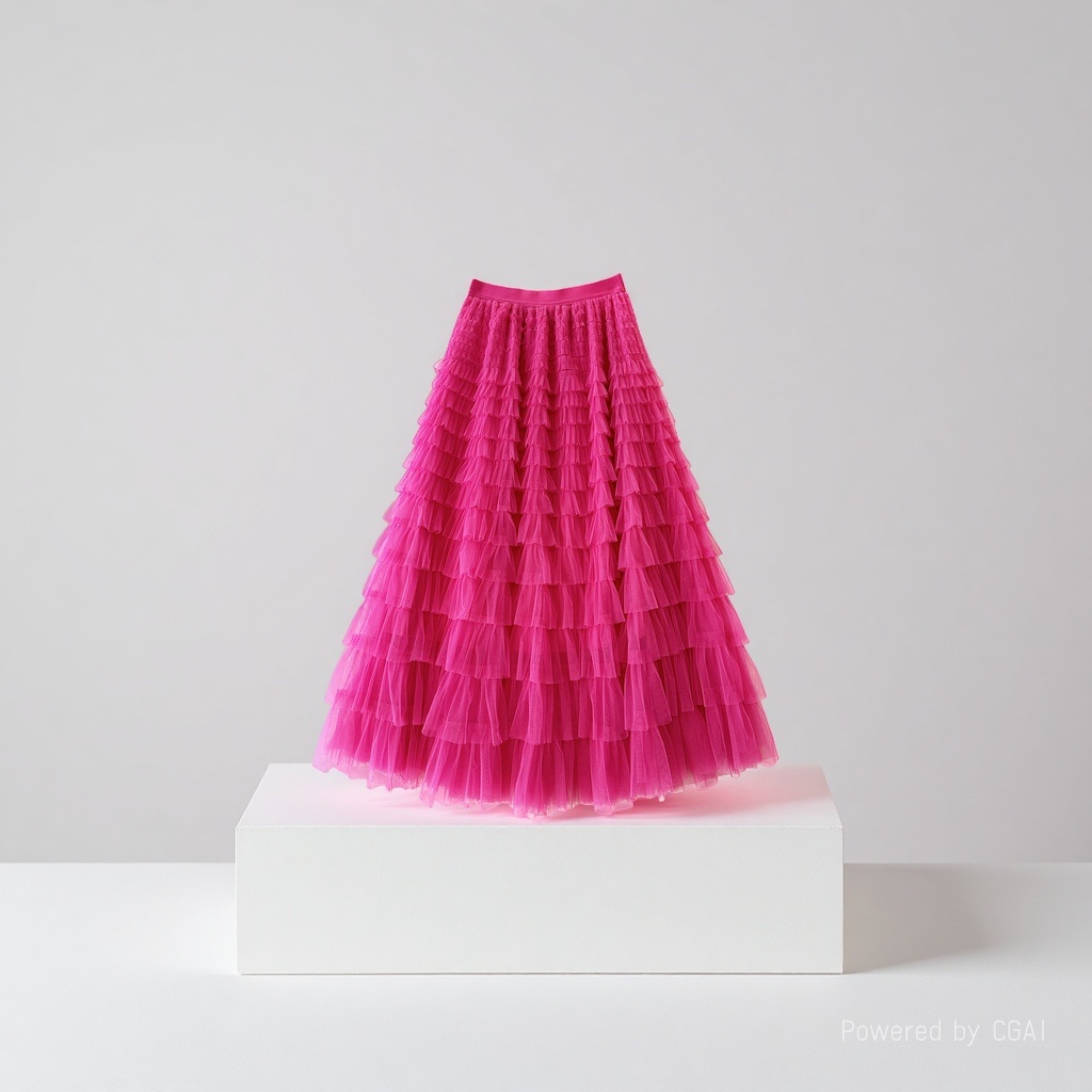 Mesh patchwork cake dress 2025 Spring/Summer Autumn/Winter new mid-length skirt, A-line long skirt, puffy gauze skirt, rose red details Picture