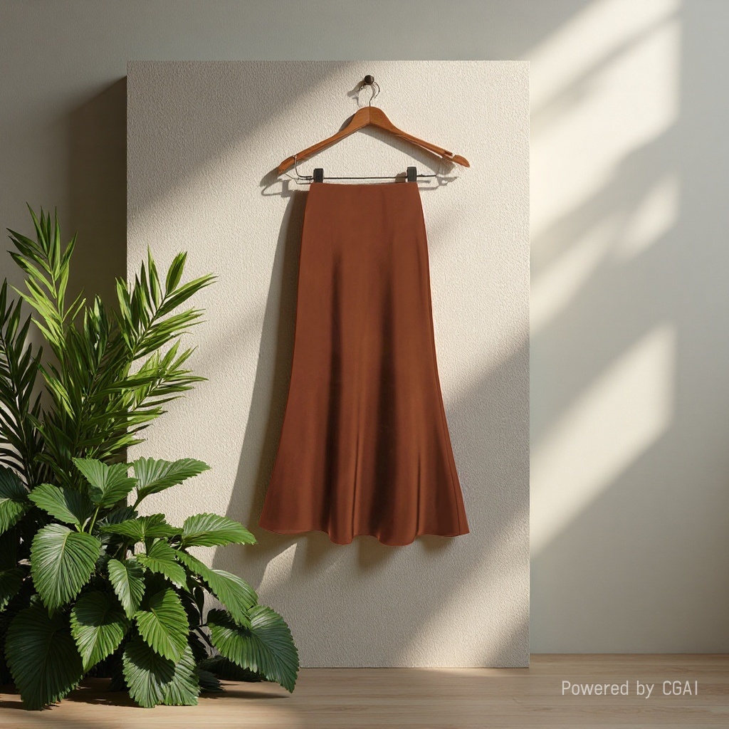 High-waisted, slimming mid-length satin acetate smooth half skirt for spring and summer, new body-hugging fishtail A-line long dress details Picture