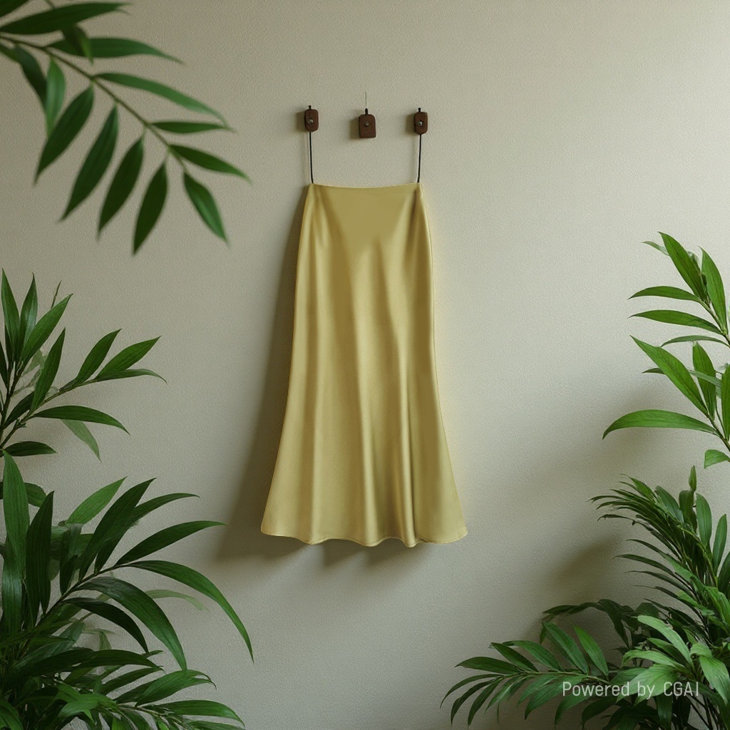 High-waisted, slimming mid-length satin acetate smooth skirt for spring and summer, new body-hugging fishtail A-line long dress 105403659 Specification image