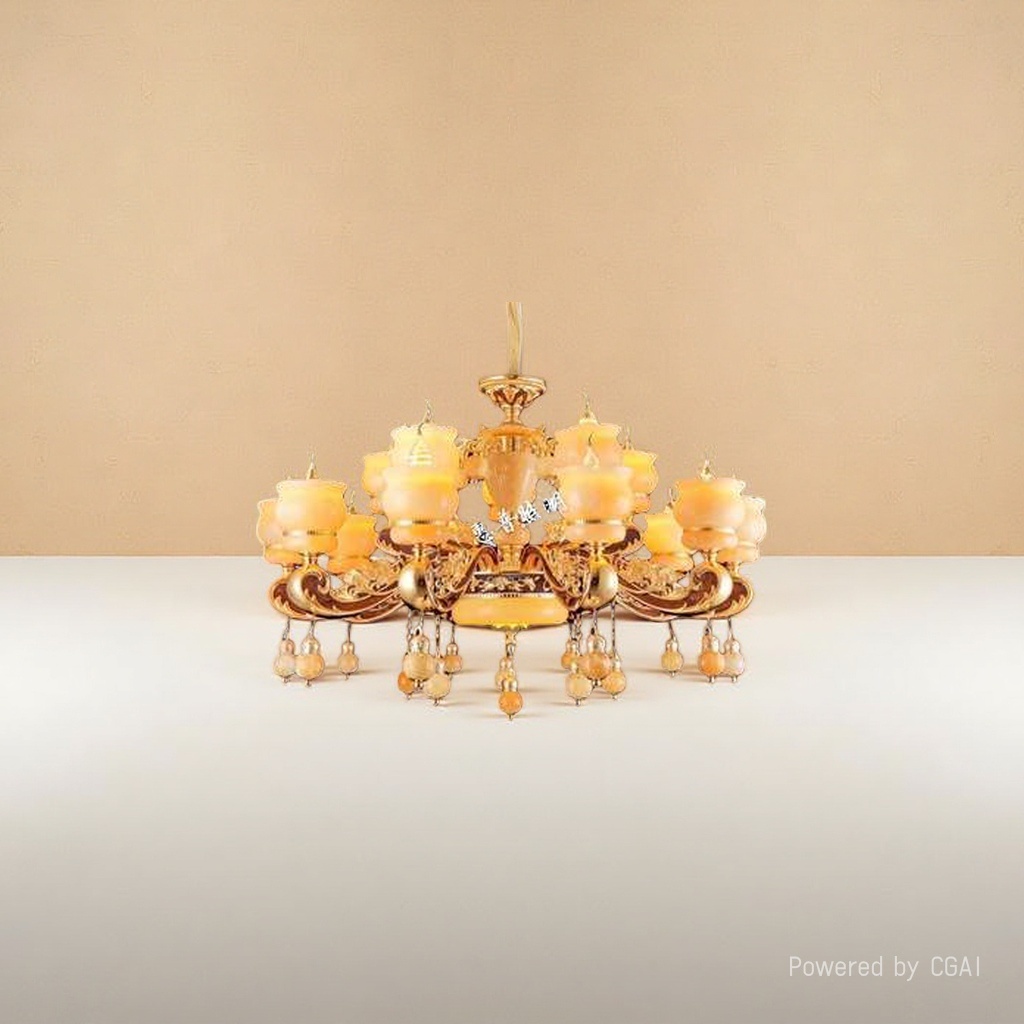 Golden carved multi-layer crystal bead decorated household chandelier, small chandelier, Nordic art lamp, Lantern Festival lamp Specification image
