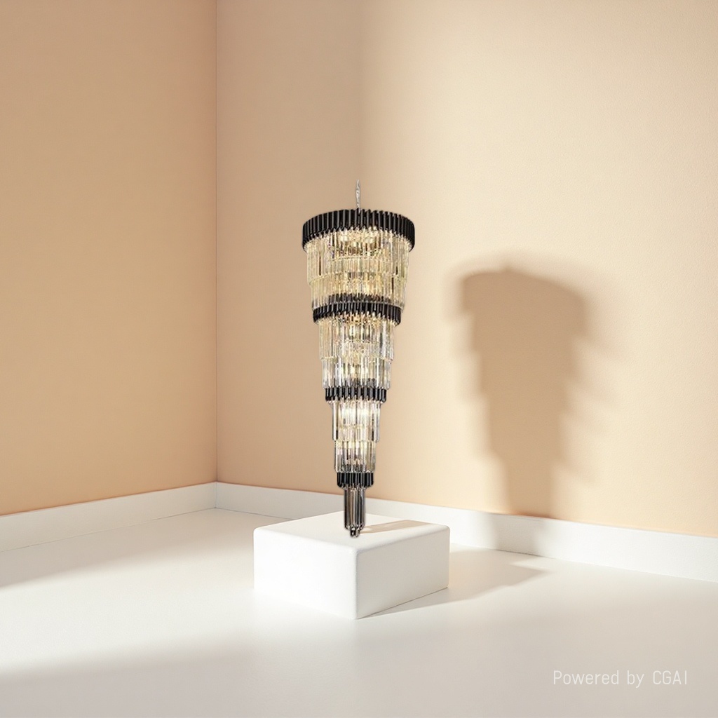 Black metal frame crystal chandelier, small chandelier, lighting fixtures, artistic lamps, Nordic Lantern Festival lamps details Picture