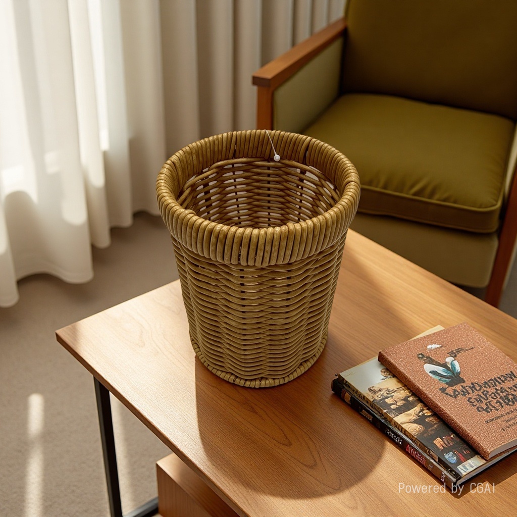 Brown gum rattan trenzado portapapeles redondos portapapeles cuchillos tijeras papelería portapapeles details Picture