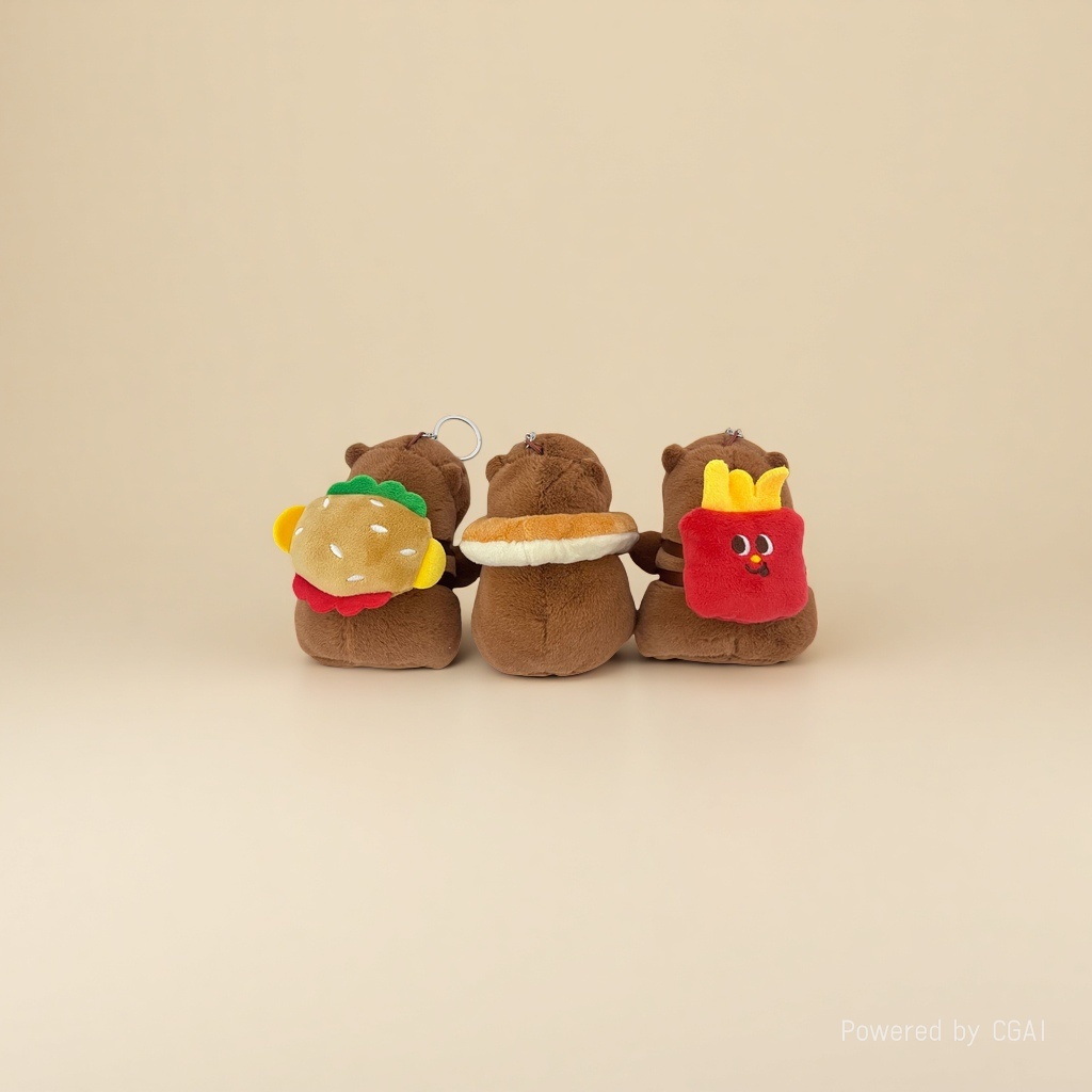 Cute and adorable hamburger foodie Capibara pendant, French fries capybara plush toy figurine pendant Application Scenario