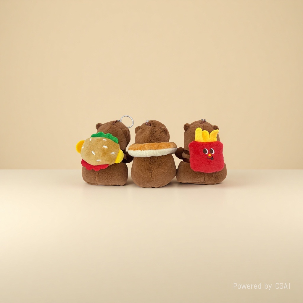 Cute and adorable hamburger foodie Capibara pendant, French fries capybara plush toy figurine pendant Specification image