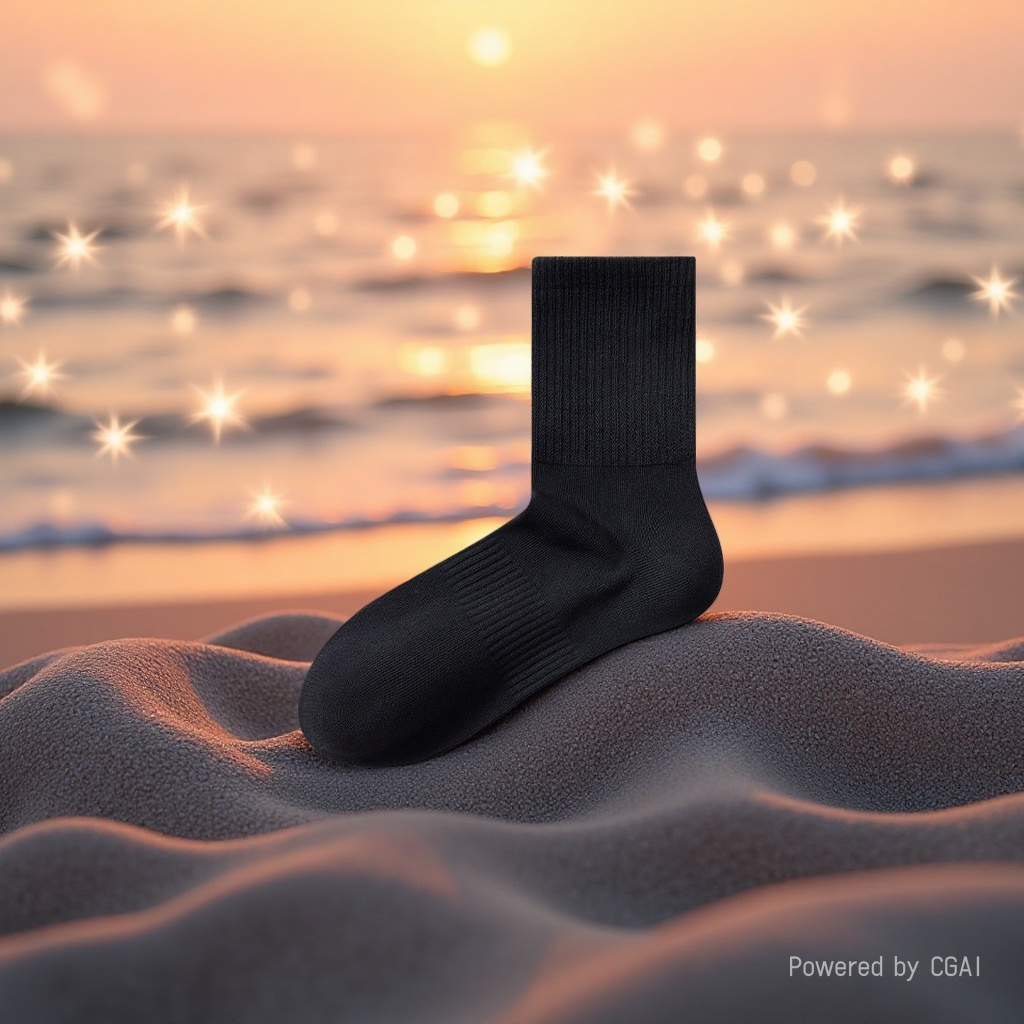 Black mid-calf sporty casual cotton socks for men and women, trendy yoga socks available in both long and short styles Specification image