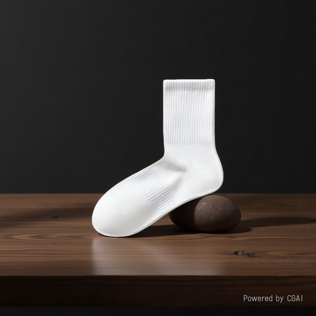 White mid-calf sports and casual cotton socks, trendy yoga socks for men and women Specification image