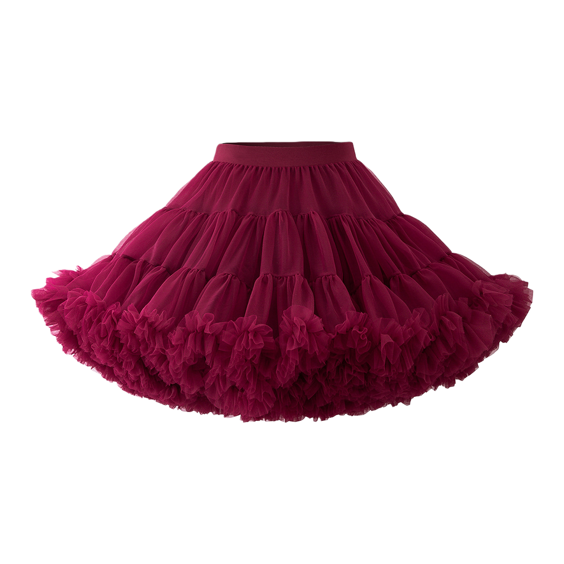 Red second-generation upgraded princess-like French tulle puffy dress, mid-length tulle dress, fairy dress, elastic waist A-line skirt Item Picture