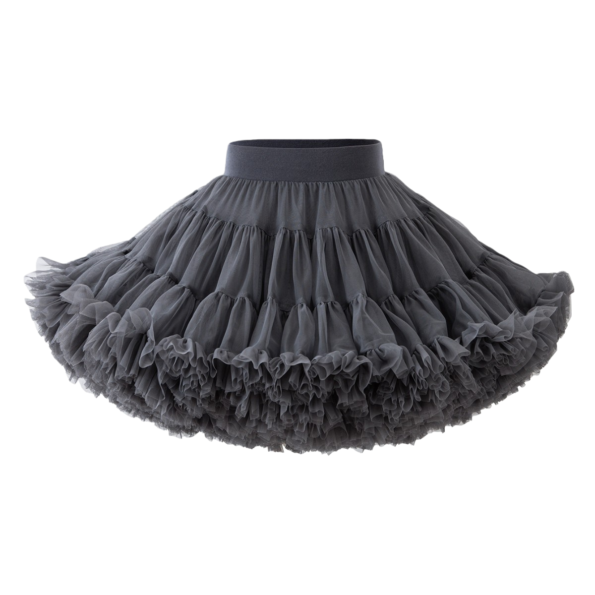 Grey second-generation upgraded princess-like French tulle puffy dress, mid-length tulle dress, fairy dress, elastic waist A-line skirt Item Picture