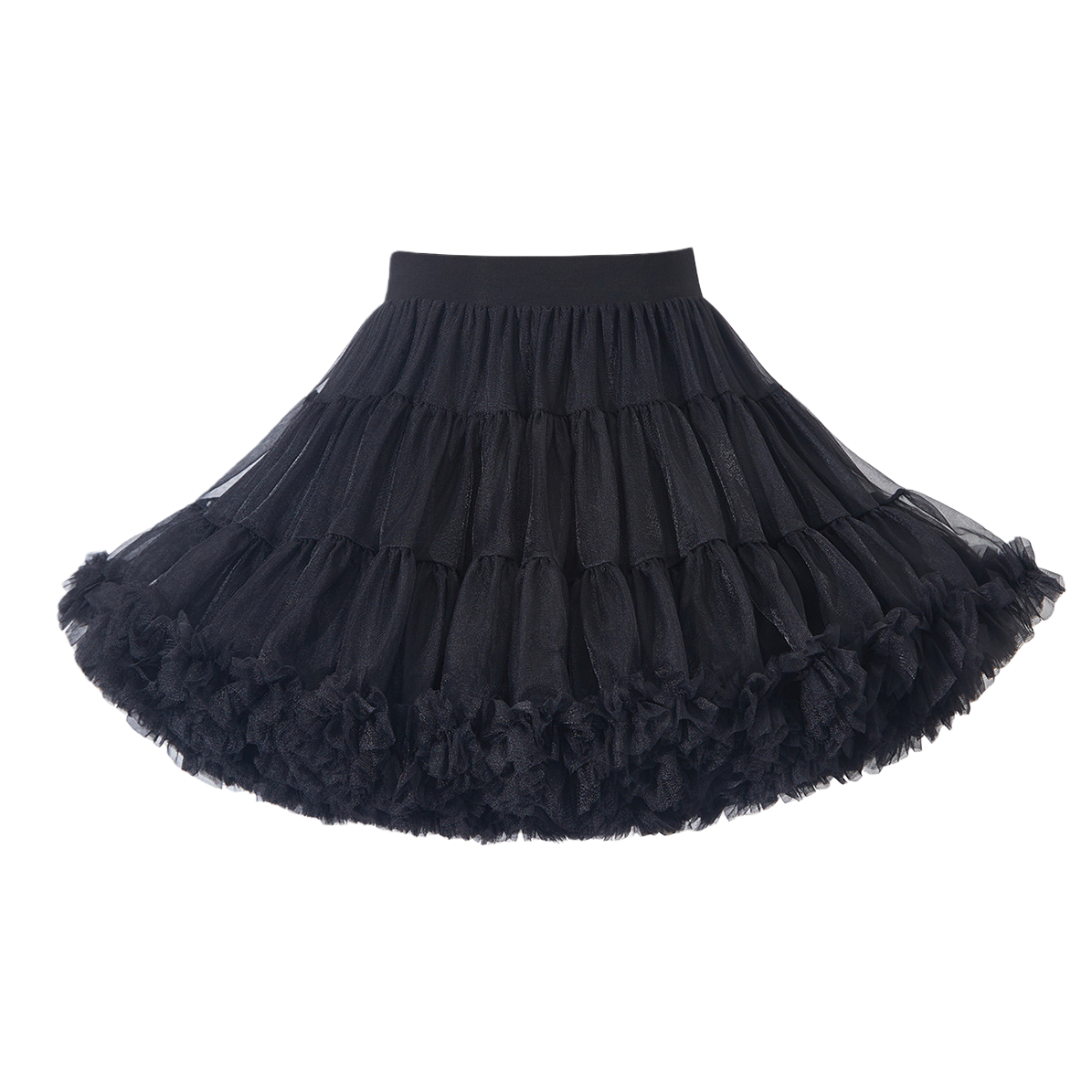 Black multi-layered puffy skirt, women's short skirt, denim satin curtain, women's spring and summer Item Picture