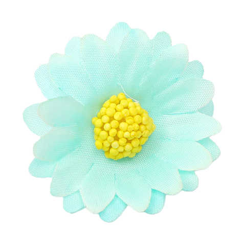 浅蓝色绢花仿真花黄色花蕊丝带装饰可可饰品