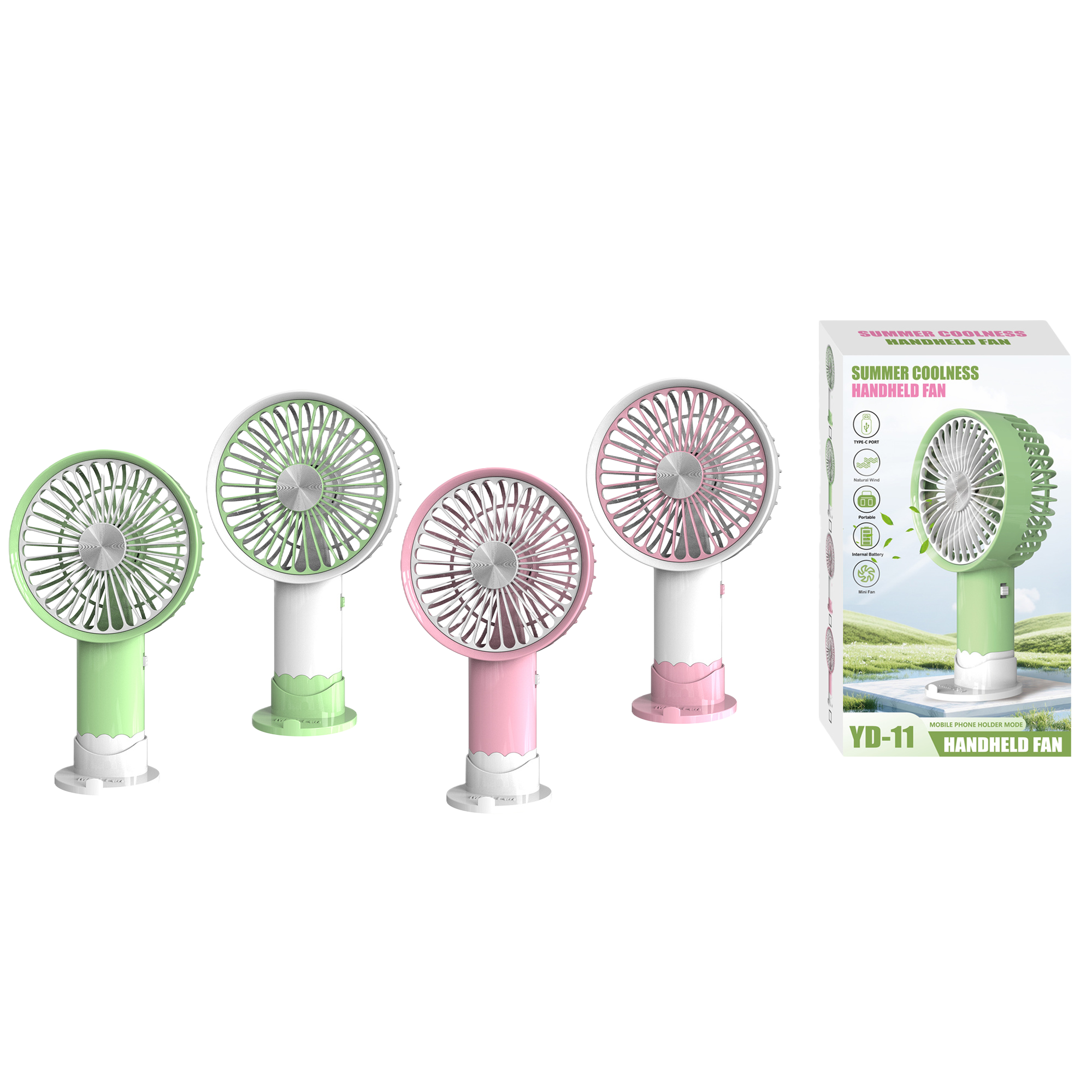 The new high appearance level USB charging mini handheld desktop fan with a cartoon design Item Picture