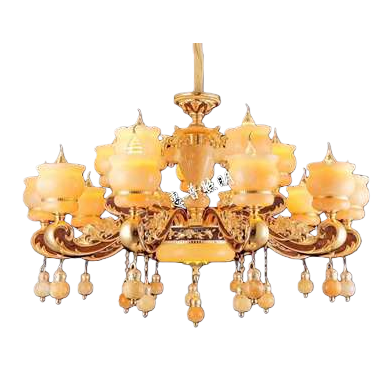 Golden carved multi-layer crystal bead decorated household chandelier, small chandelier, Nordic art lamp, Lantern Festival lamp Item Picture