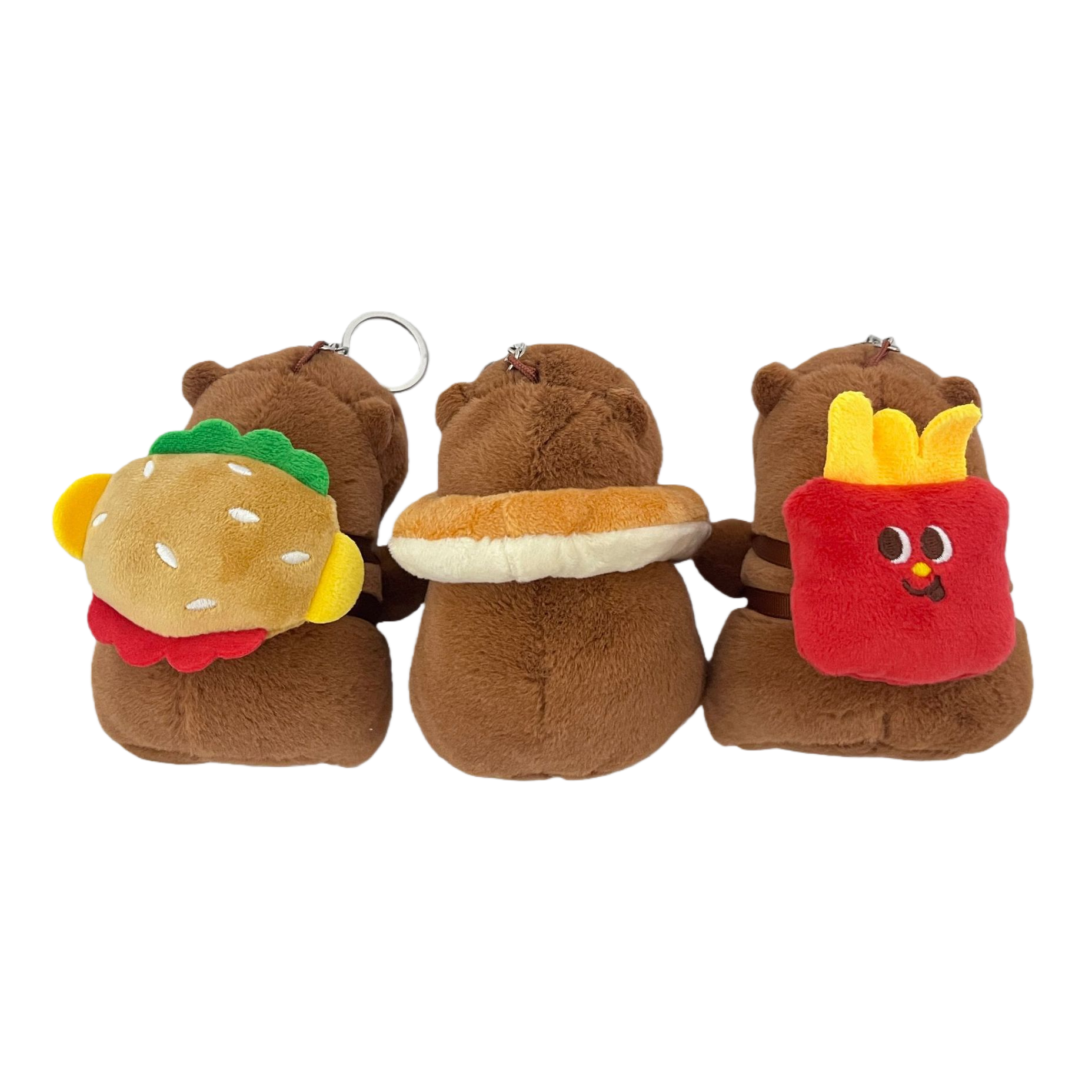 Cute and adorable hamburger foodie Capibara pendant, French fries capybara plush toy figurine pendant Item Picture