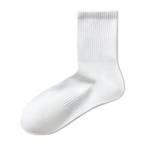 White mid-calf sports and casual cotton socks, trendy yoga socks for men and women Item Picture