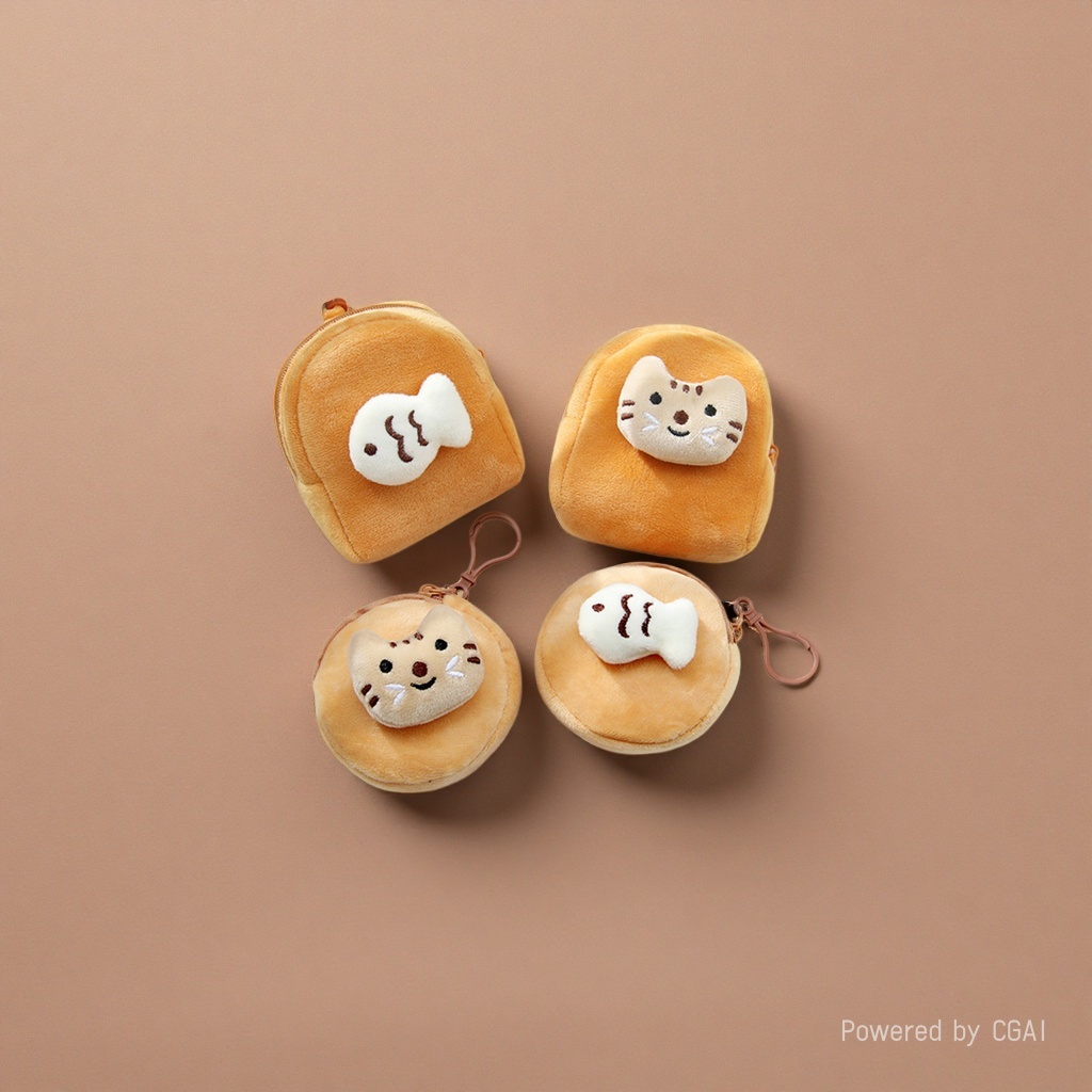 Wholesale of cute little fish and cat plush coin purses, student mini purses and key cases details Picture