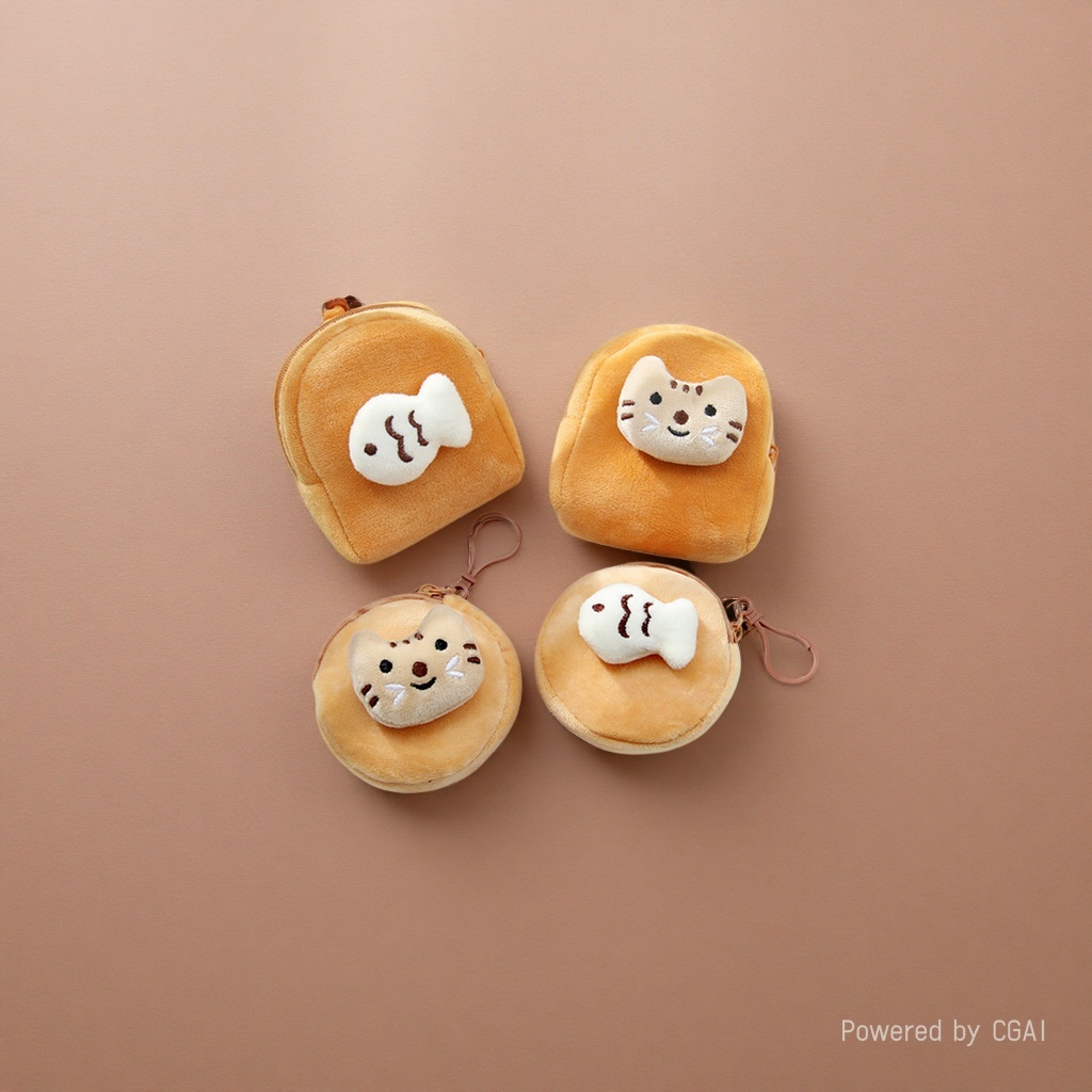 Wholesale of cute little fish and cat plush coin purses, student mini purses and key cases Specification image