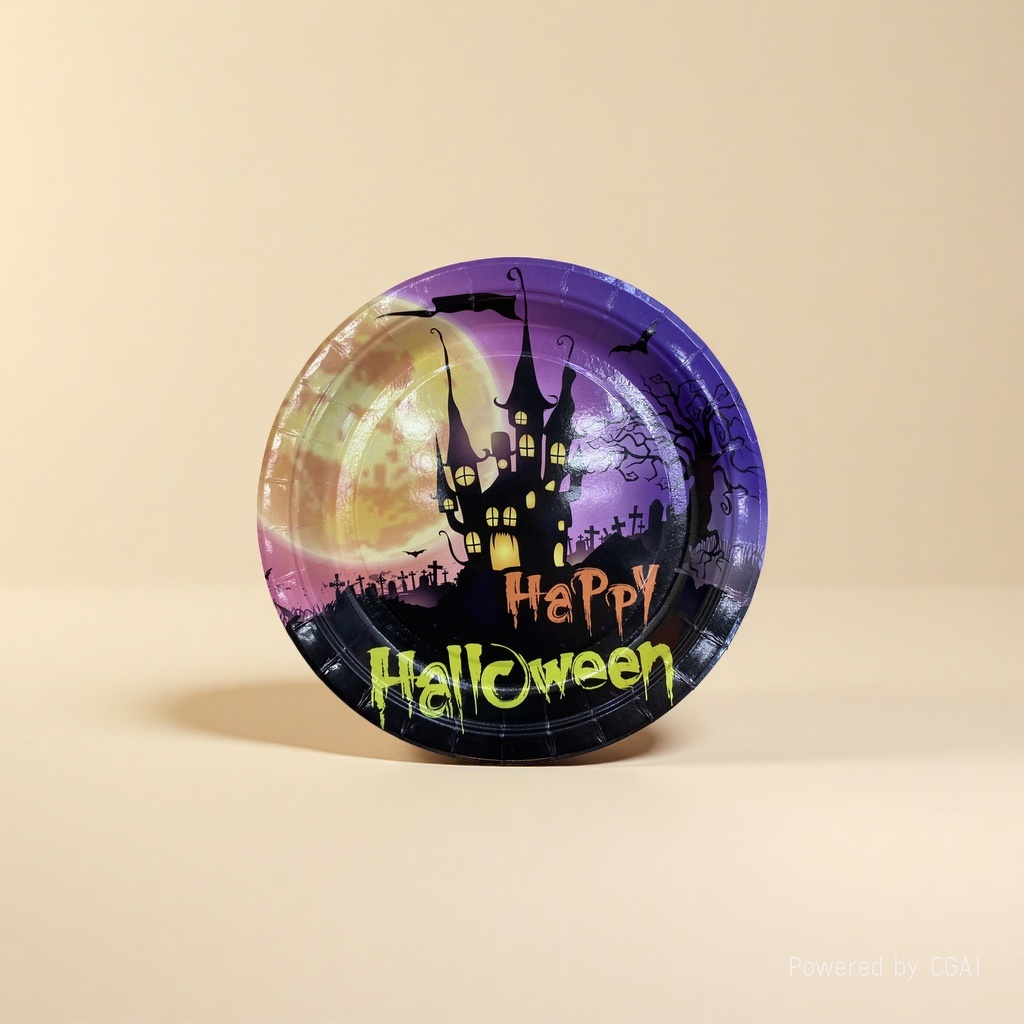Wholesale of Halloween decoration items, colorful theme paper plates and party supplies details Picture