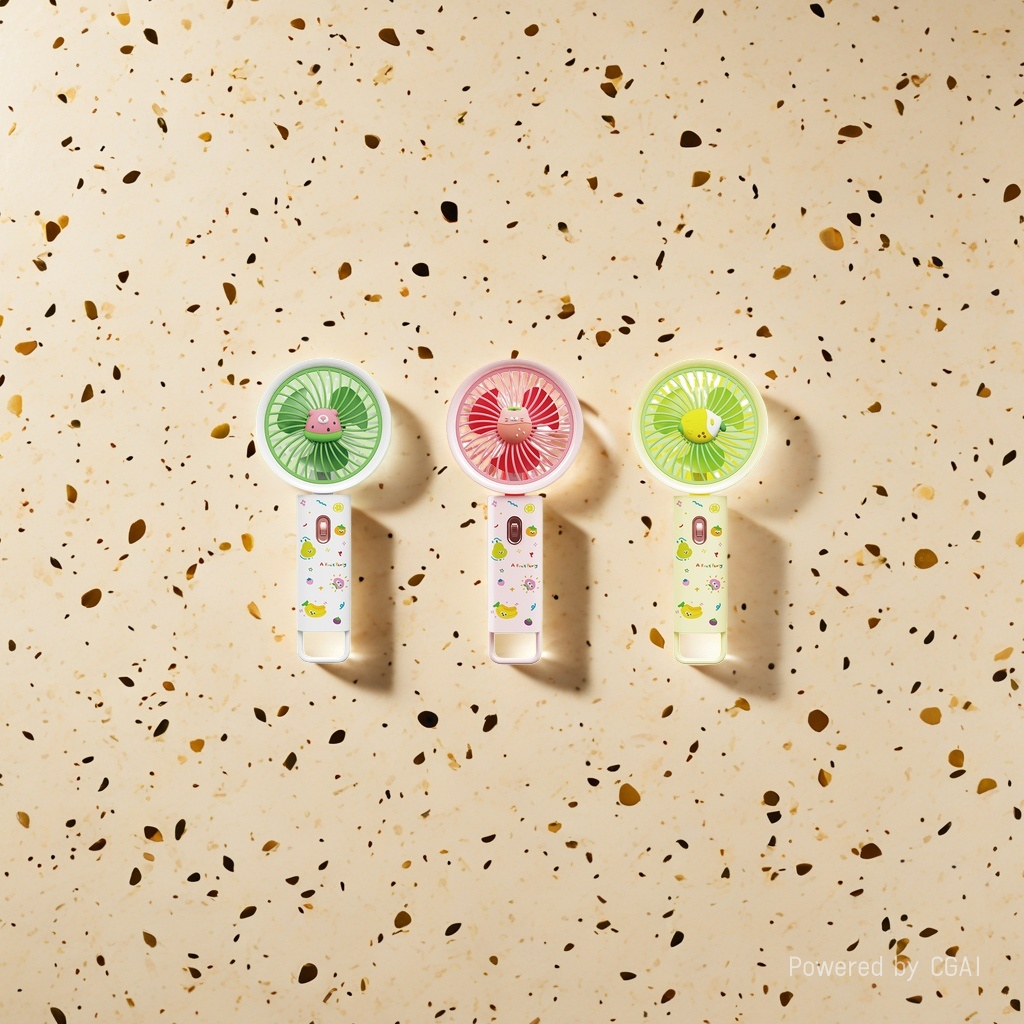 New cartoon color cartoon hook fan, small portable desktop USB charging type Specification image