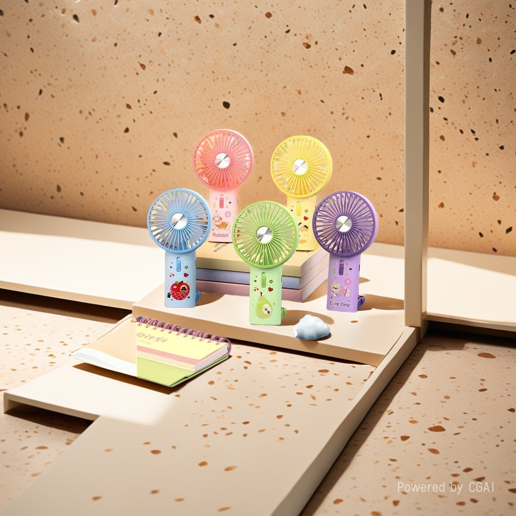 New cartoon-colored cartoon fan, small portable desktop, USB rechargeable Application Scenario