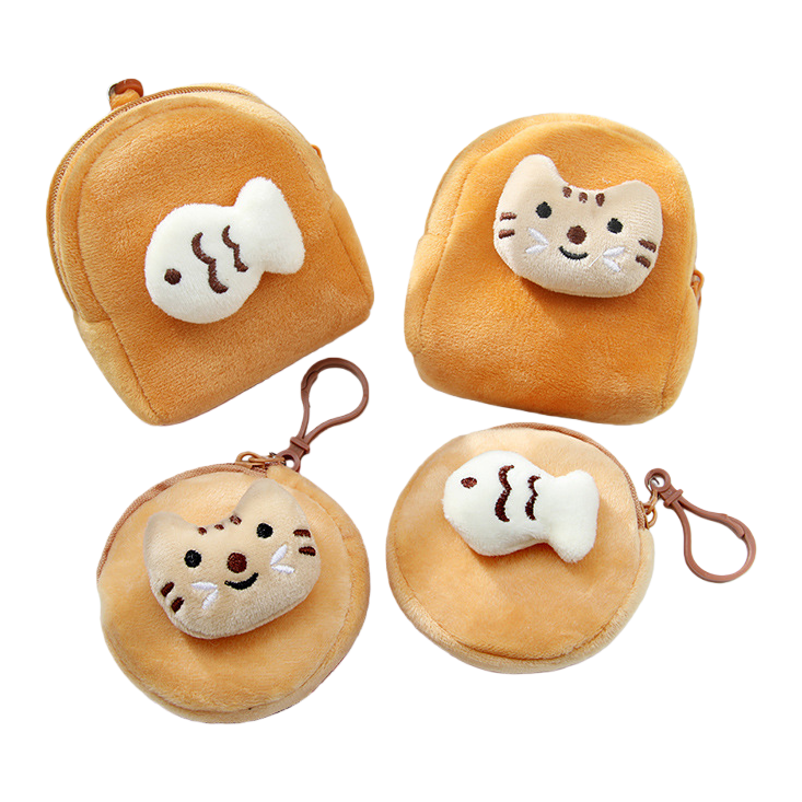 Wholesale of cute little fish and cat plush coin purses, student mini purses and key cases Item Picture
