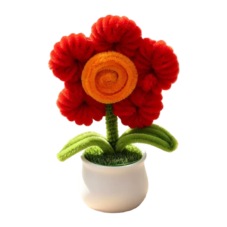 Twisted stick, orange velvet sunflower potted plant, sunflower tulip simulation flower book, study desk decoration, small potted plant for Teachers' Day decoration Item Picture