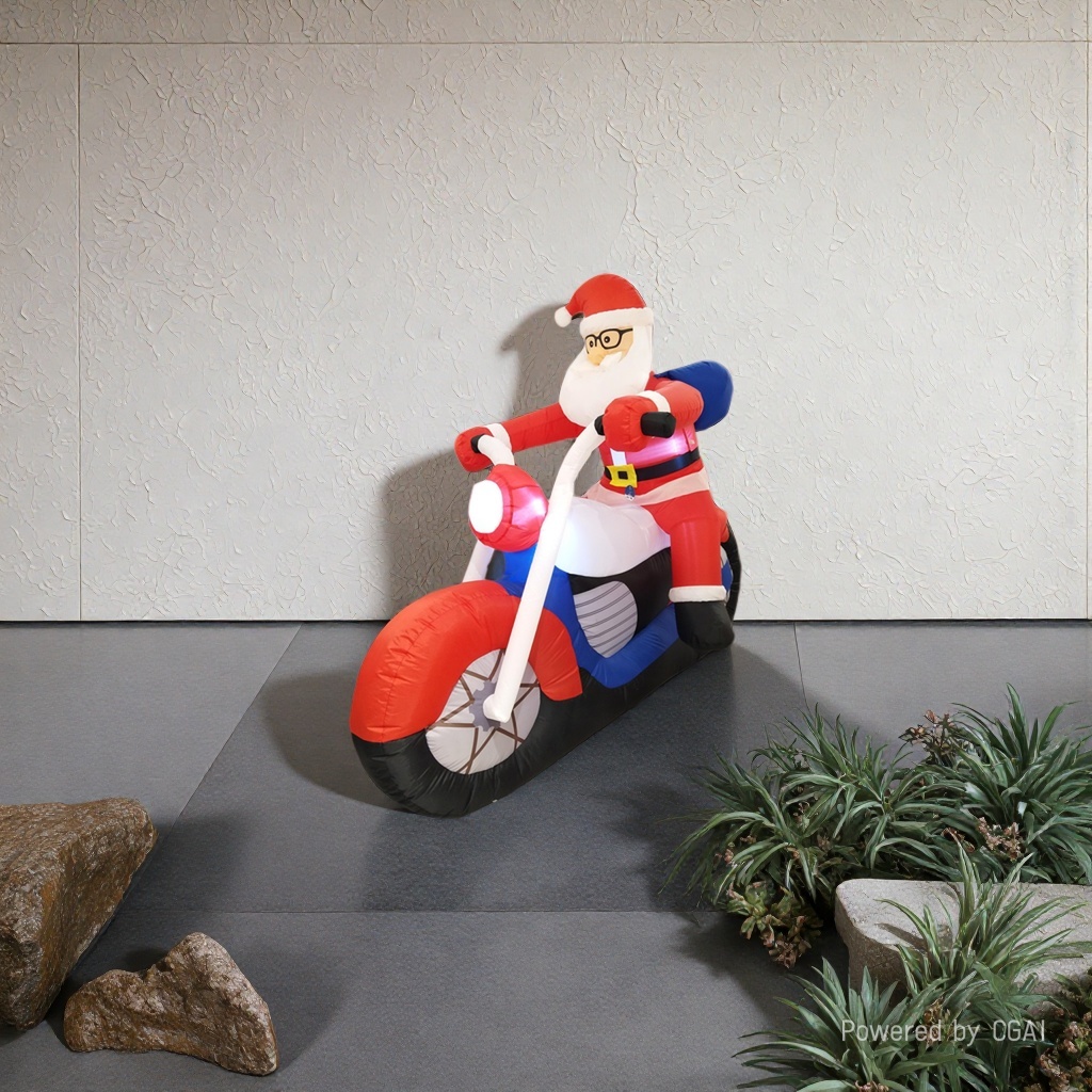 Cartoon inflatable toys, red Santa Claus riding a motorcycle, inflatable decorations, large balloons, children's outdoor details Picture
