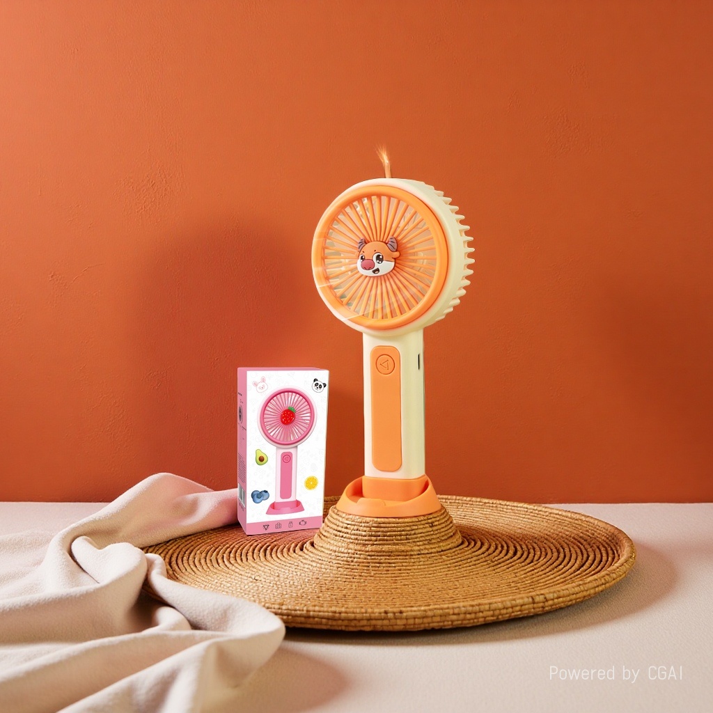Mini handheld fan, student cartoon, portable USB charging, silent cooling