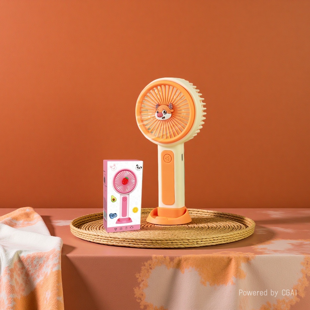 Mini handheld fan, student cartoon, portable USB charging, silent cooling details Picture