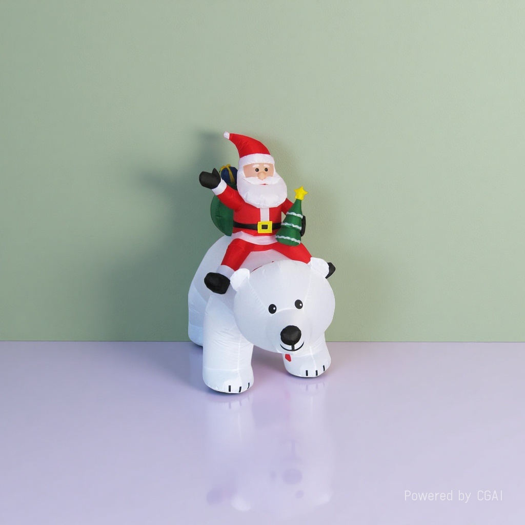 Red Santa Claus riding a white polar bear decoration Specification image